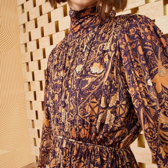 Ulla Johnson Mini Dress Small Wilhemina Celestial Orange Purple Floral Feminine - Picture 3 of 16